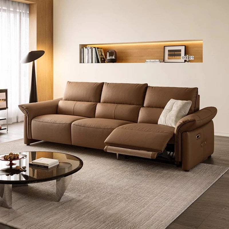 Minimalist Luxury Modern Floor Sofa Lounge 3 Seater Couch ,Leather Recliner