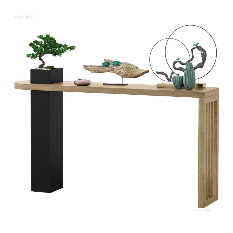 . 
Chinese Solid Wood Console Table, light, luxury, creative, narrow, hallway