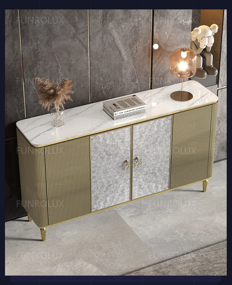 Entryway Cabinet Light Luxury  Sideboard High-End Rock Slab  Storage Cabinet