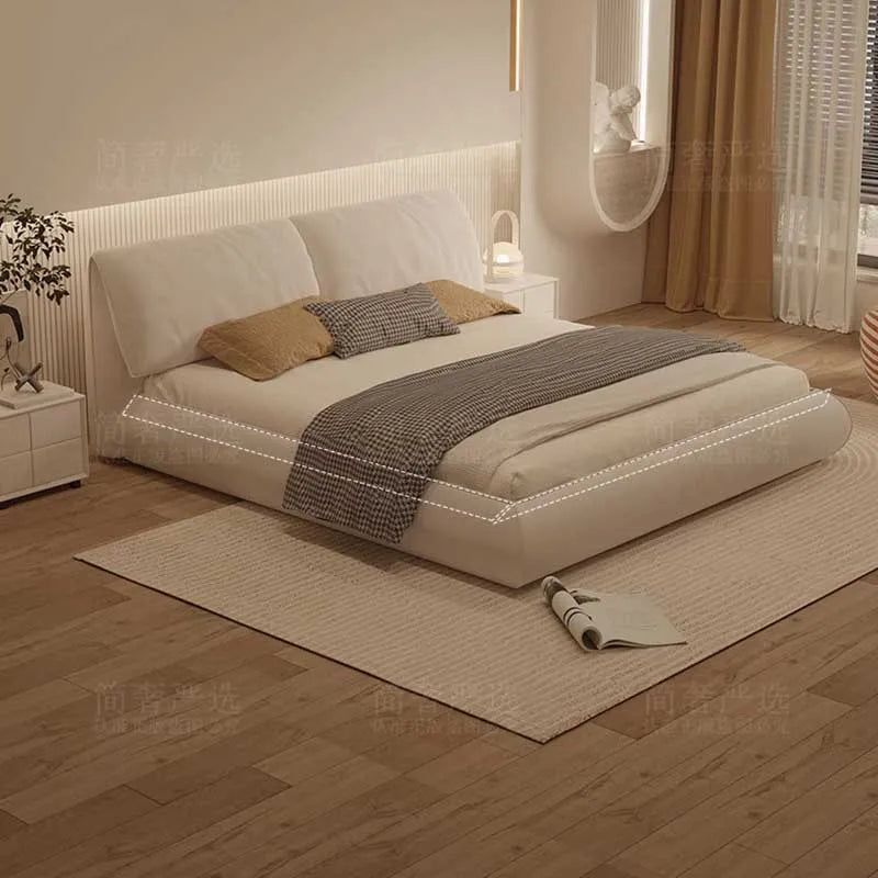 Nordic White Designer Luxury Wood Modern Full Size Sleeping Bed