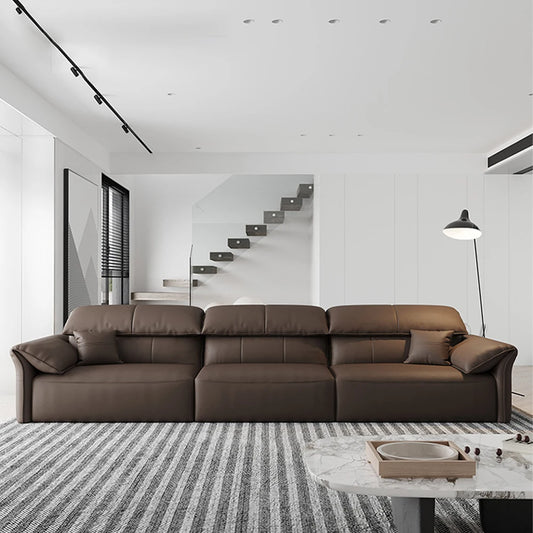 Genuine Leather Sofa  Electric Convertible Recliner – Modern Sectional  Couch with Adjustable Seats and Chaise Lounge