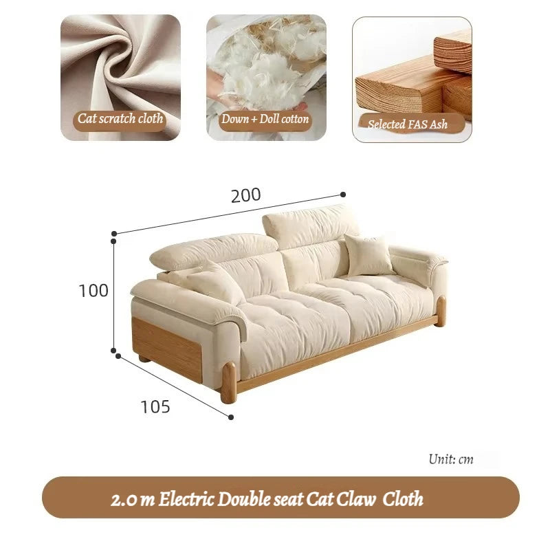 Japanese New Lazy  Simple Square Electric Designer Puffs Modern Solid Wood  Couches