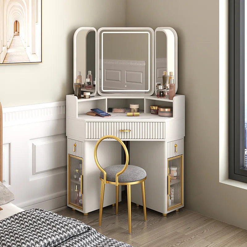 Luxury Solid Wood Dressing & Makeup Tables Modern Triangle Storage Combination Locker