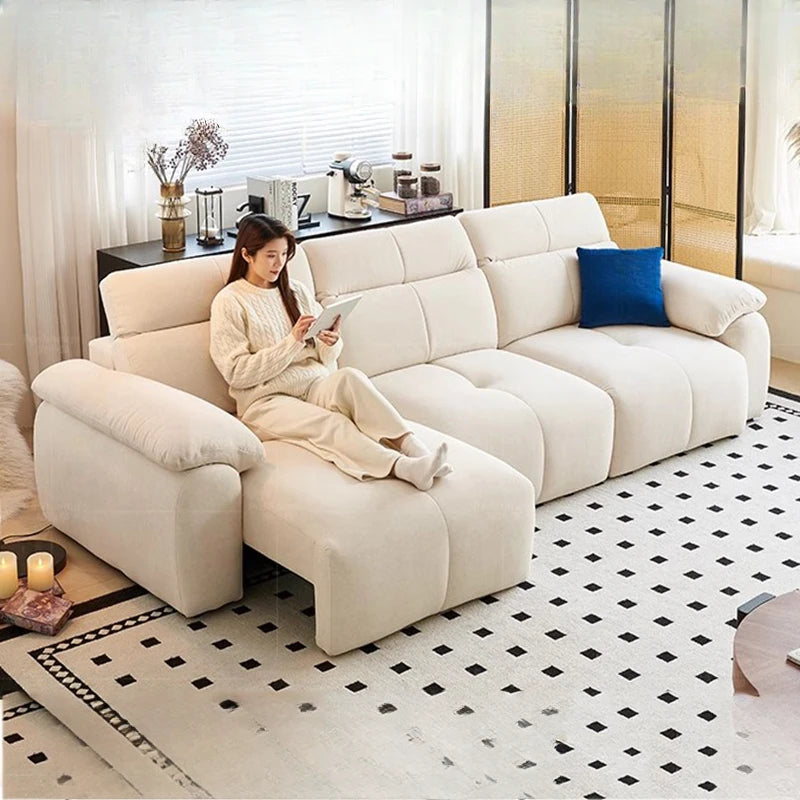 Nordic Modern Extendable White Puffs Velvet Italian Electric Luxury Foldable Double Sofas