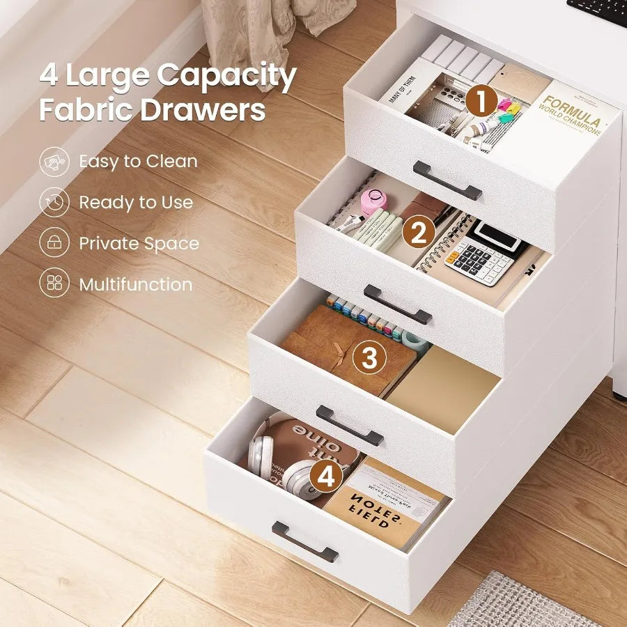 L Shaped Gaming Desk with 4 Drawers . Computer Desk with Display Cabinet Office Desks with 2 Monitor Stands CPU Stand LE