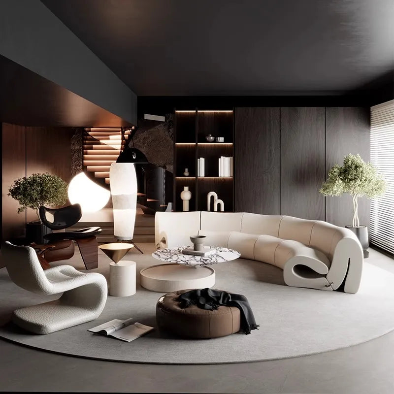 Villa European Sofa  and Ottoman  Large Adjustable Italian  Designer Curved Canape Salon