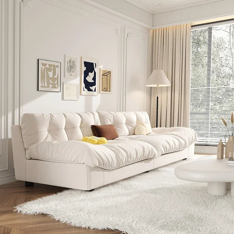 Minimalist Light Luxury Cream Clouds  Straight Comfort Sofa Bed Xxl