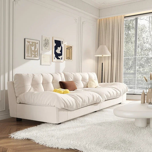Minimalist Light Luxury Cream Clouds  Straight Comfort Sofa Bed Xxl