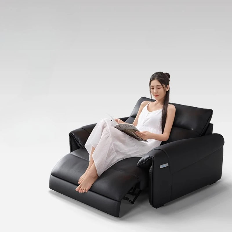 Italian Designer Genuine Leather Modern Sofas, 3 seater Recliner Aesthetic House Floor Electric
