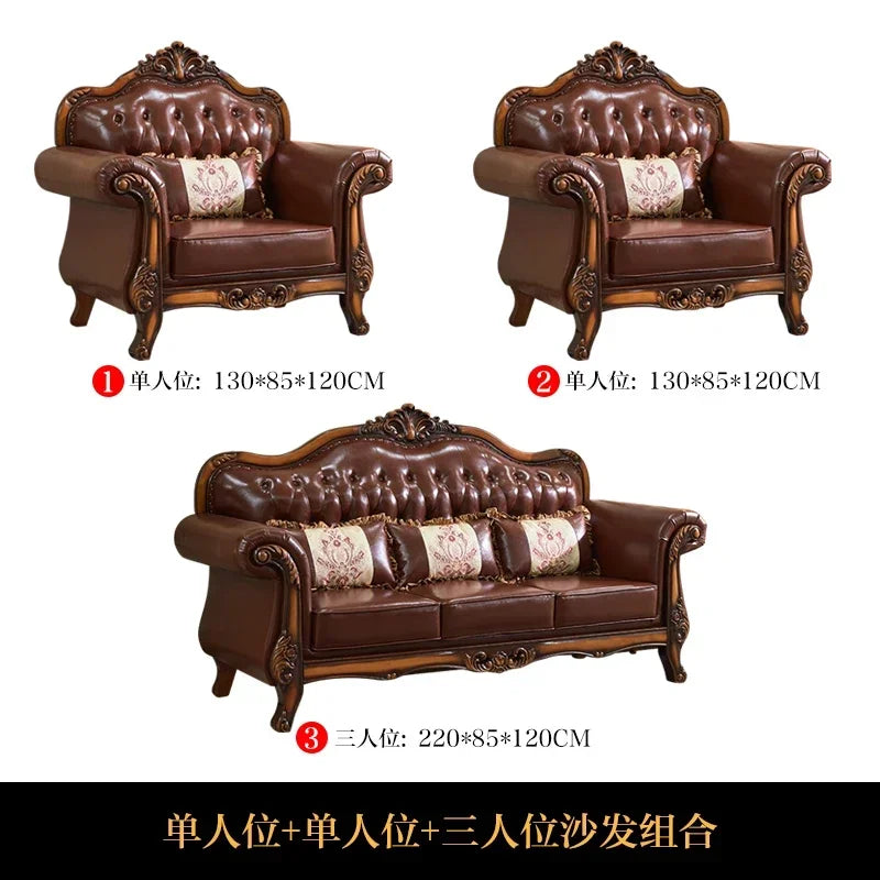 Reception High Back Luxury Vintage Sofas Sectional Soft Leather Designer