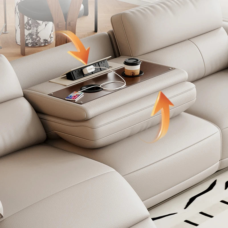 Minimalist Luxury Floor Recliner Sofa Bed modern 3 seater,genuine leather designer