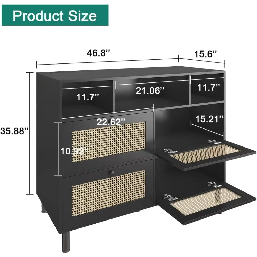 Buffet Storage Cabinet with Power Outlet and LED lights