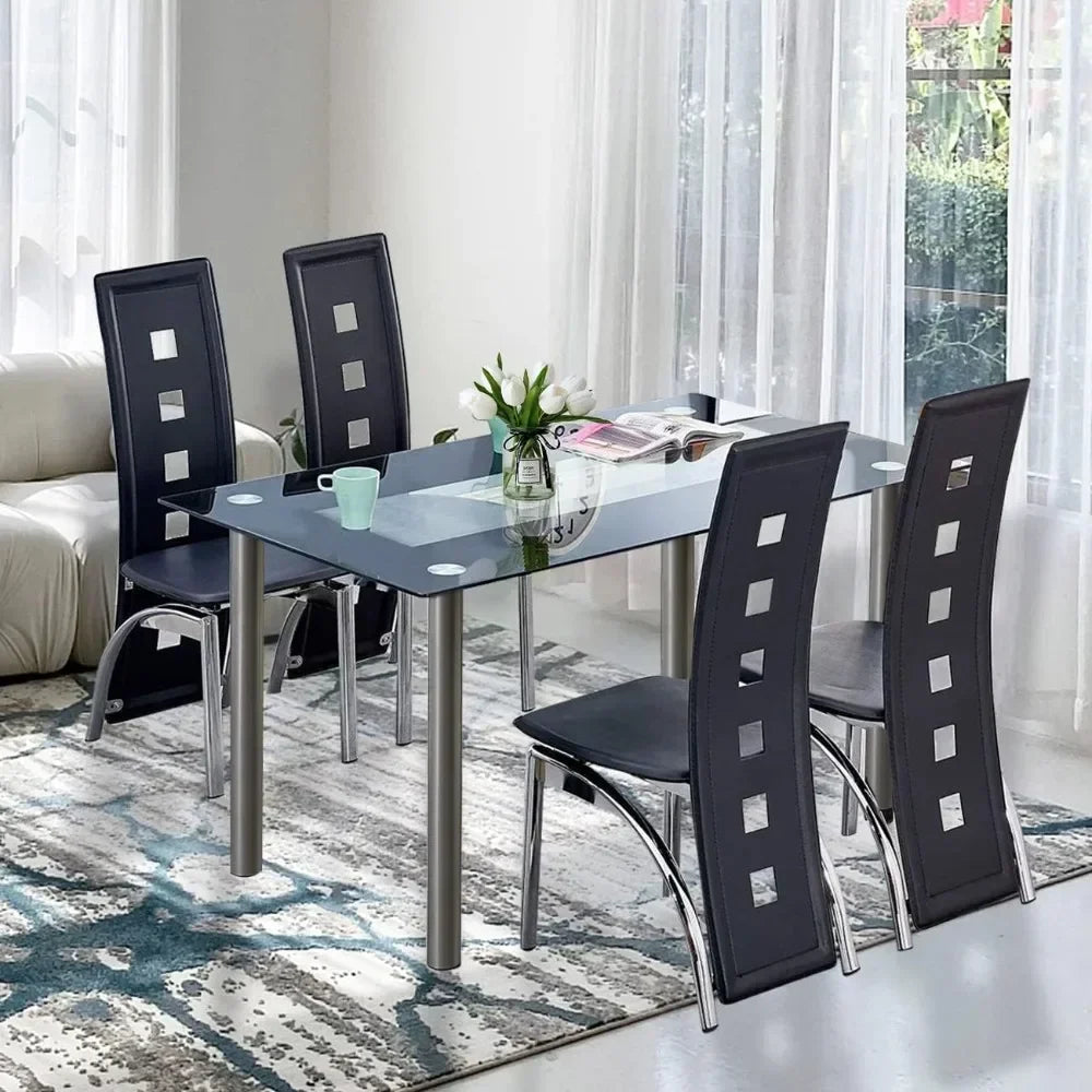 4-person Table Set, Small,Tempered Glass, Small Spaces