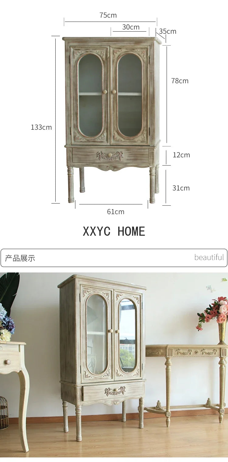 European-Style Retro Bookcase, wooden storage double door display
