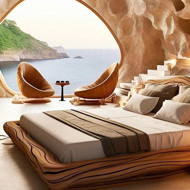 Hotel Solid Wood Bed Frame American Wedding Design Luxury Modern Style
