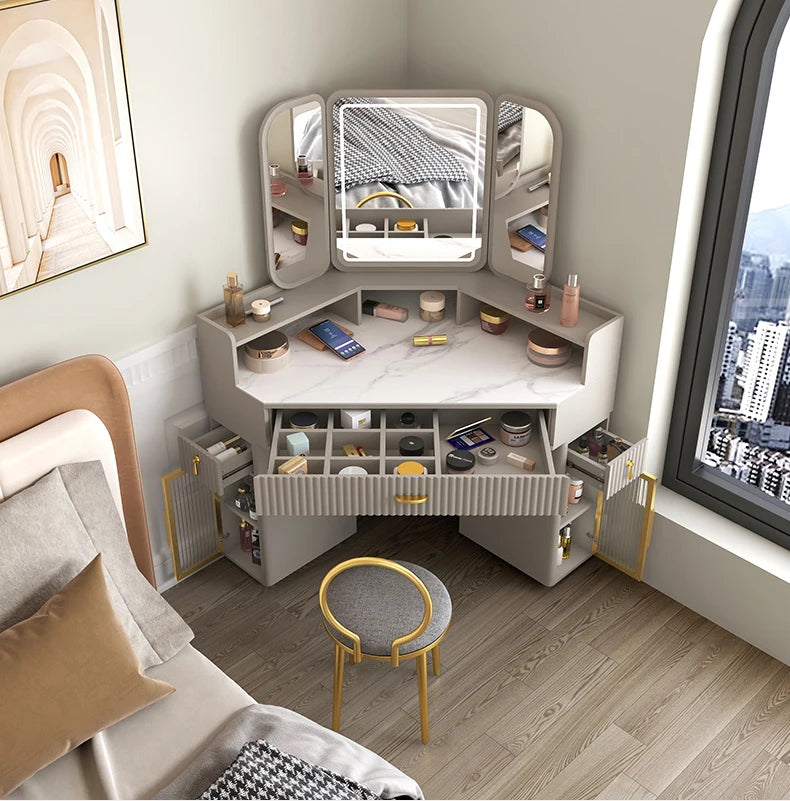 Luxury Solid Wood Dressing & Makeup Tables Modern Triangle Storage Combination Locker