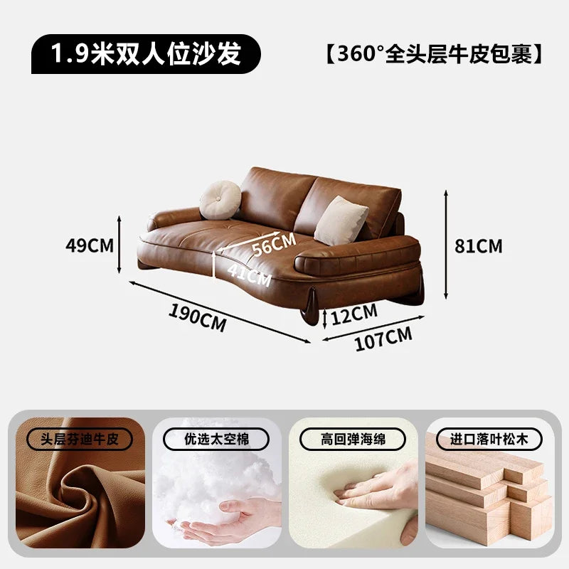 Italiano Brown Relax Unique Reclining Style  Hotel Designer Sofa