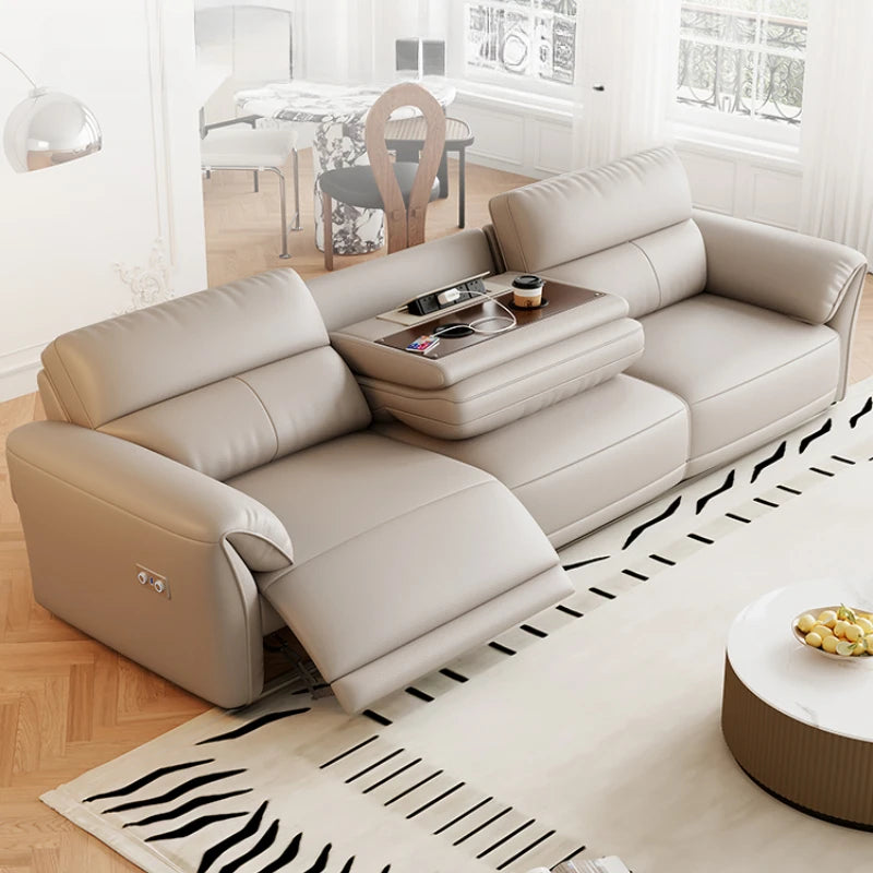 Minimalist Luxury Floor Recliner Sofa Bed modern 3 seater,genuine leather designer