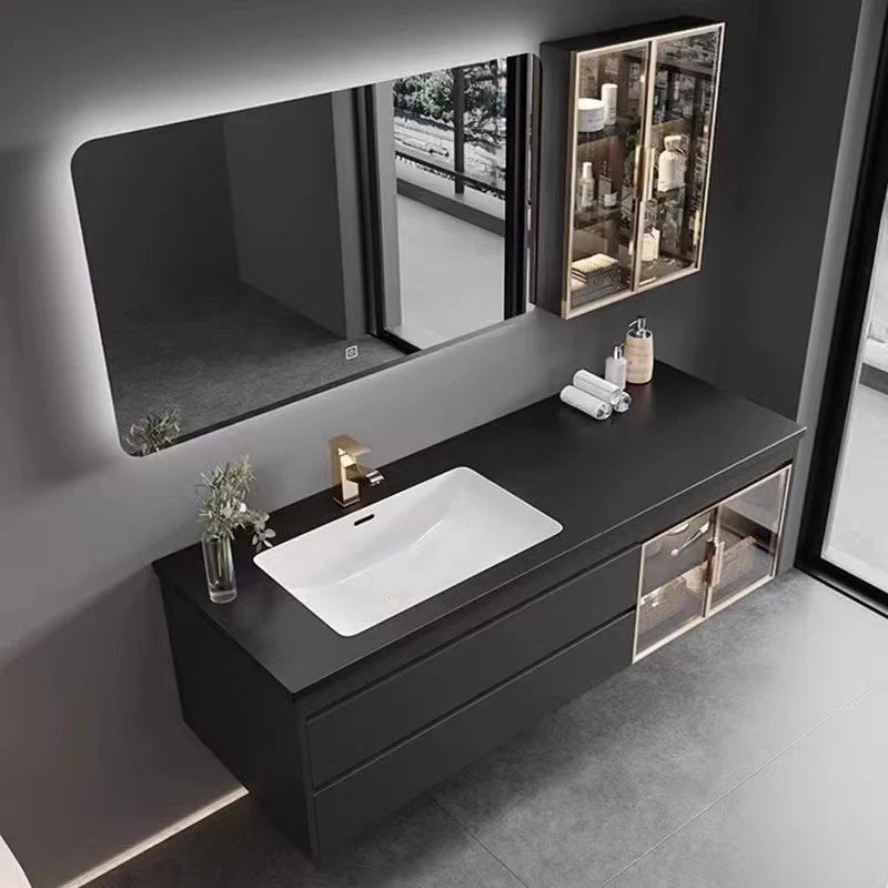 Rock Cabinet Modern, Narrow, Simple Corner Storage Cabinet Organizer  Mirror Vanity Unit Luxury Wall Shelves