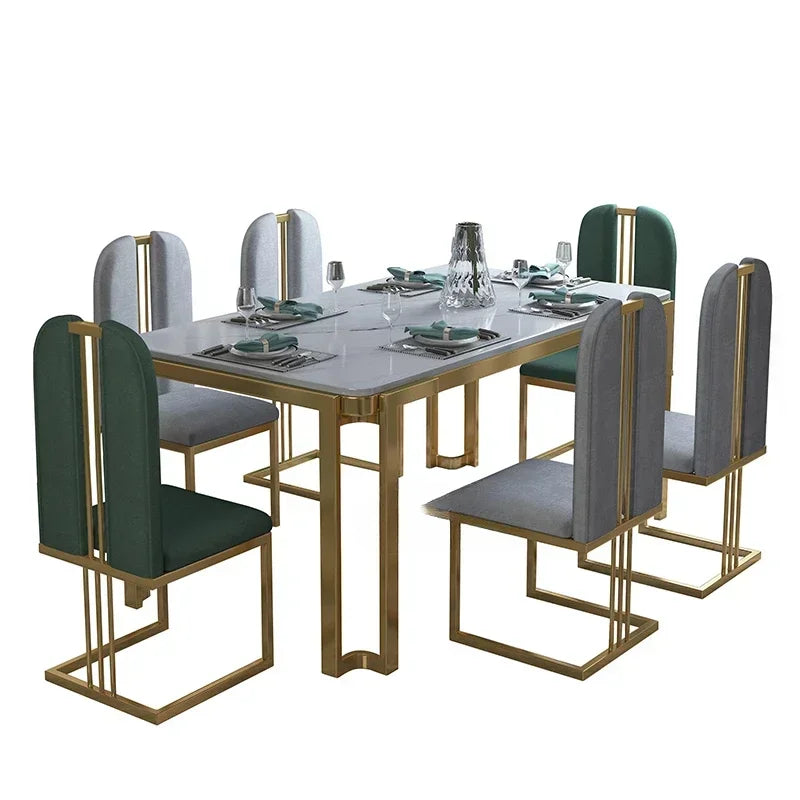 Nordic Unique Luxury Table Chairs Metal  Legs, Modern Rectangular design  .Space Saving