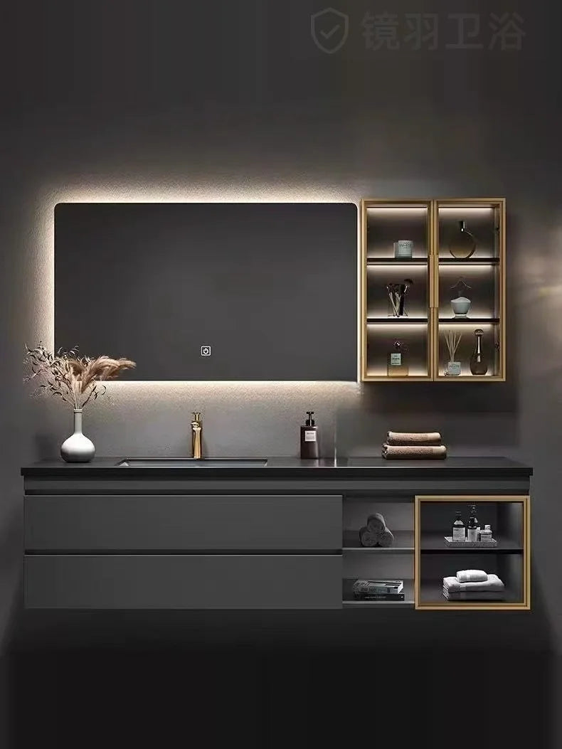 Rock Cabinet Modern, Narrow, Simple Corner Storage Cabinet Organizer  Mirror Vanity Unit Luxury Wall Shelves