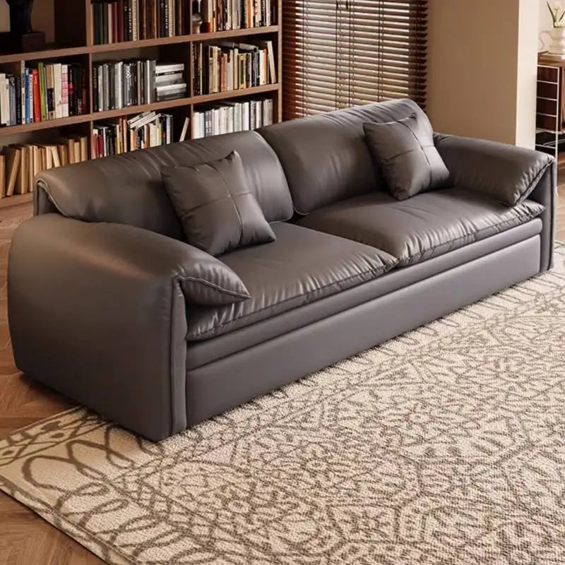 European Sofa Bed Brown Faux Leather. Italian Modern Sleeper Couch Chaise Lounge Small Canape Salon
