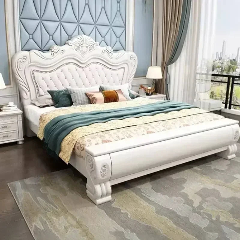 Nordic Elegant Double Platform Bed. Pretty Unique, King Size Wood Frame Bed Sets, Luxury Modern Queen Size




























woof