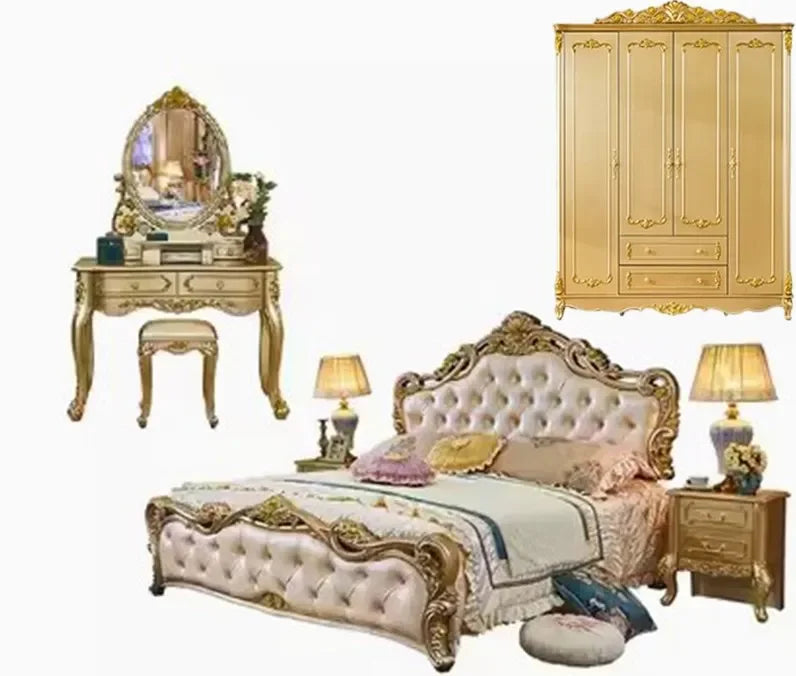 Nordic Letti E Mobile Wooden Large Princess Master Double Villa High Luxury Sleeping  set