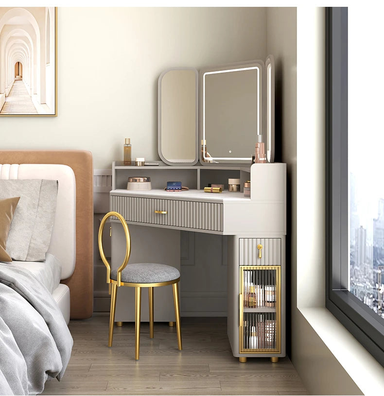 Luxury Solid Wood Dressing & Makeup Tables Modern Triangle Storage Combination Locker