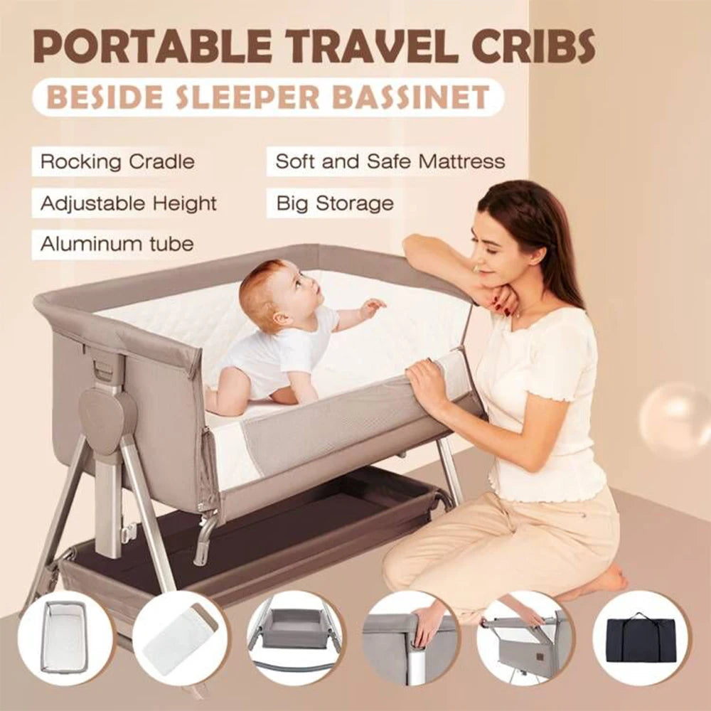 Crib Free Baby Bedside Portable Infant Travel Bed