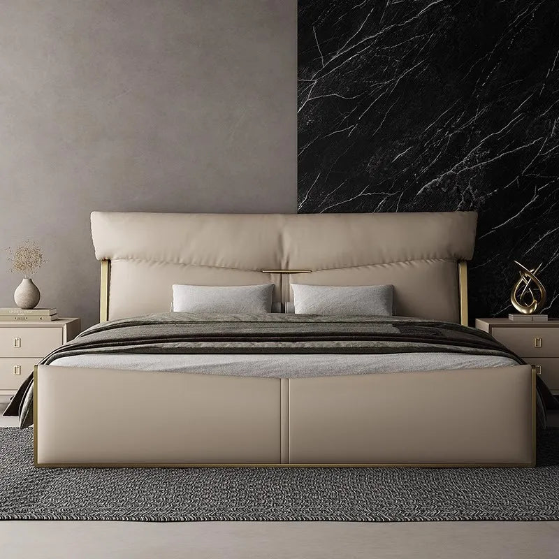 Matrimoniale design luxury king size modern sofa wooden Massage leather  platform sleeping