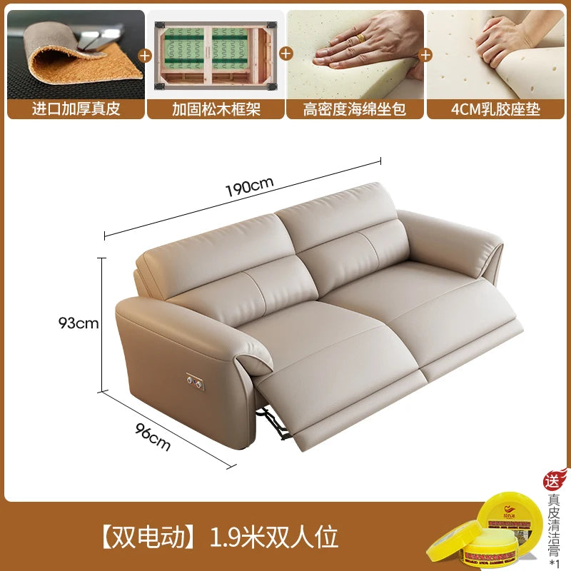 Minimalist Luxury Floor Recliner Sofa Bed modern 3 seater,genuine leather designer