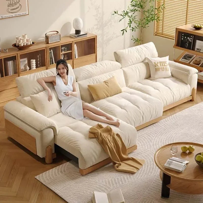 Japanese New Lazy  Simple Square Electric Designer Puffs Modern Solid Wood  Couches
