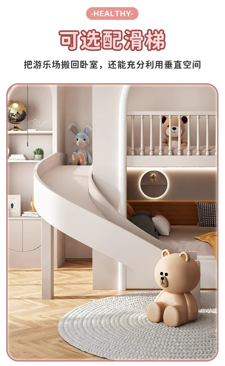 Children's Bed with Tree House -Hole Duplex, Attic, lower bunk bed, sliding ladder