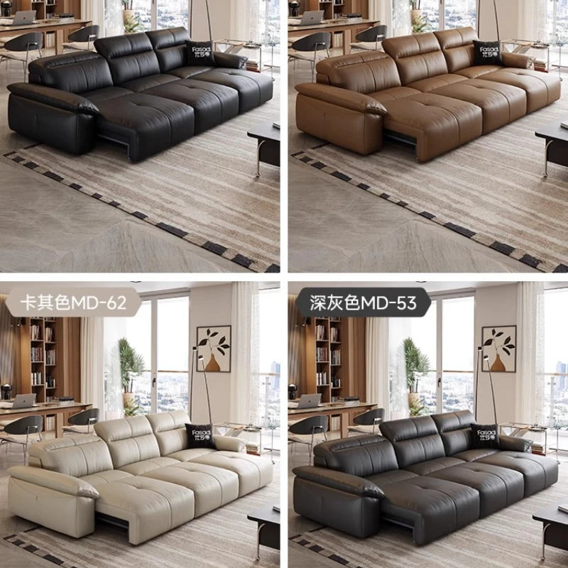 Italian Genuine Leather Luxury Black  3 Seater  Loveseat Sofa  Electric  Recliner