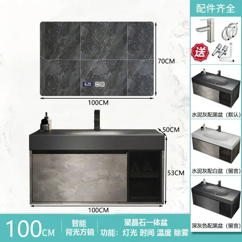 Rock Integrated Washbasin ,  Vanity Cabinets with Sink, Smart Modern mirror cabinet