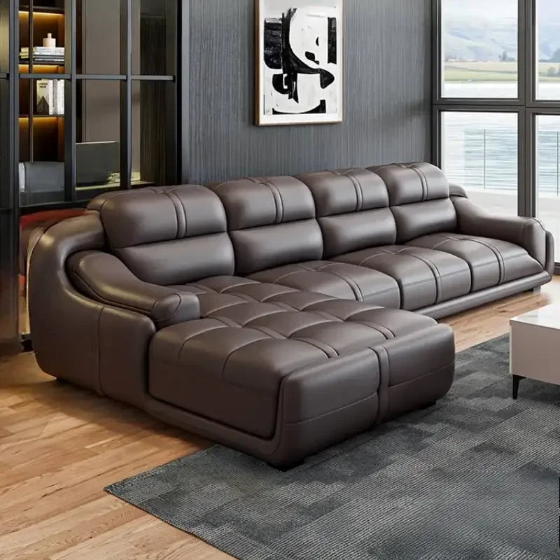 Nordic Modern Reclining Designer Large Wood  Brown Armrest design full set sofas