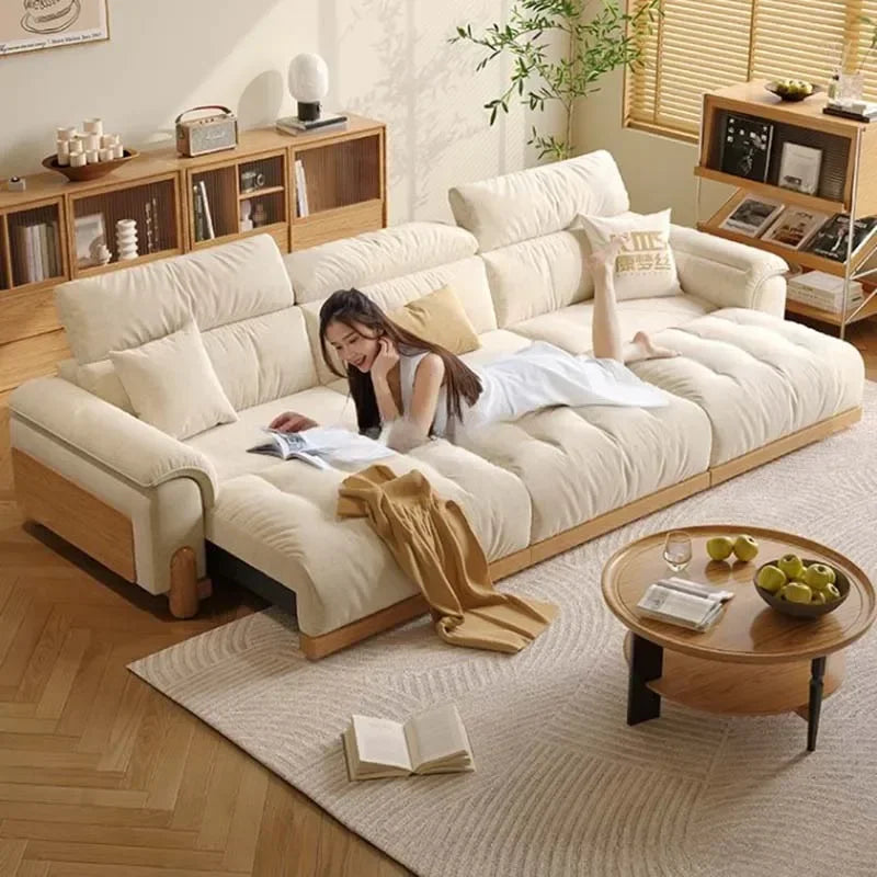 Japanese New Lazy  Simple Square Electric Designer Puffs Modern Solid Wood  Couches