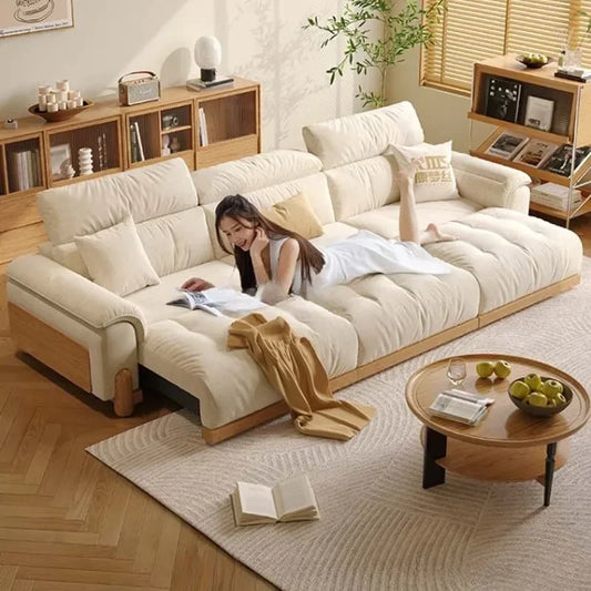 Japanese New Lazy  Simple Square Electric Designer Puffs Modern Solid Wood  Couches