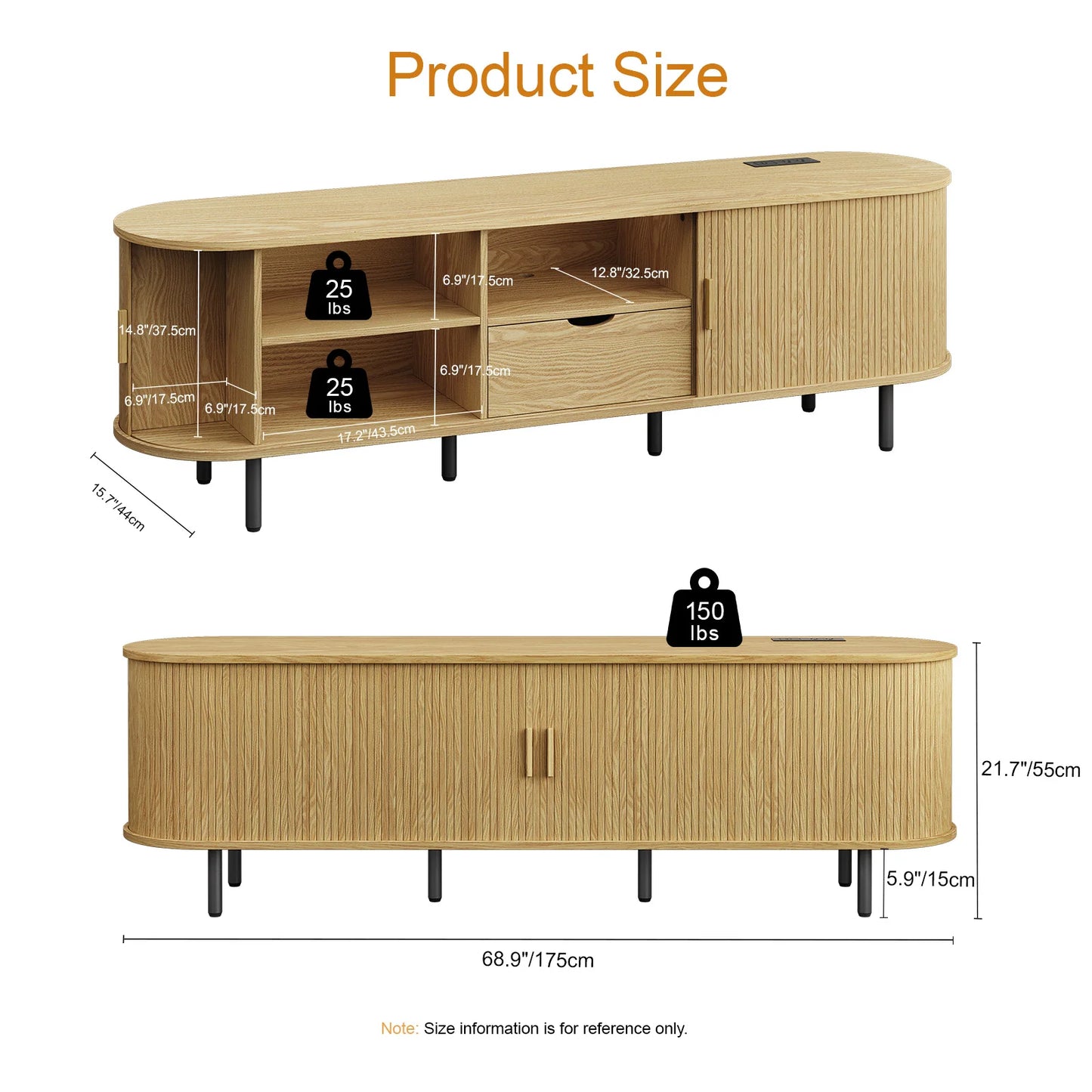 Entertainment Center w/ Storage & Drawer, Console w/ Adjustable Shelves  Stand with Power Outlet