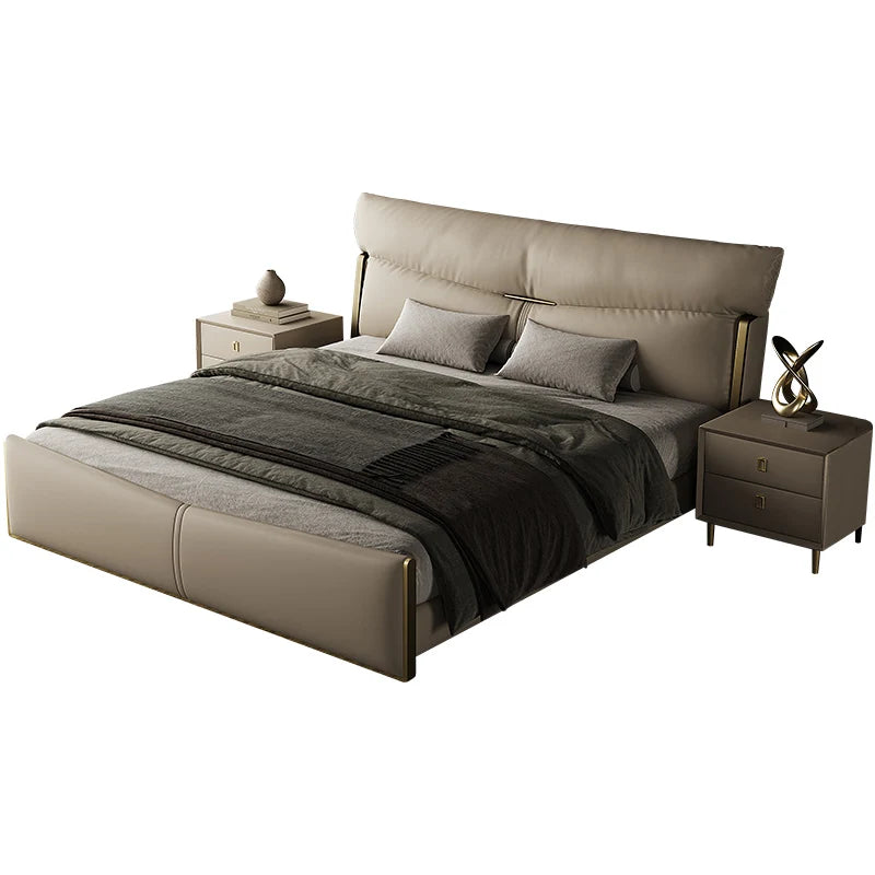 Matrimoniale design luxury king size modern sofa wooden Massage leather  platform sleeping