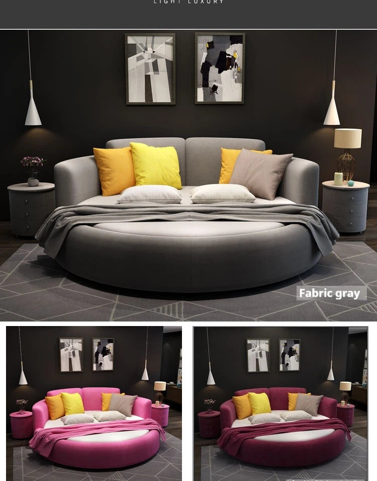 Minimalist European Master Large Modern Fabric Princess Double Bed