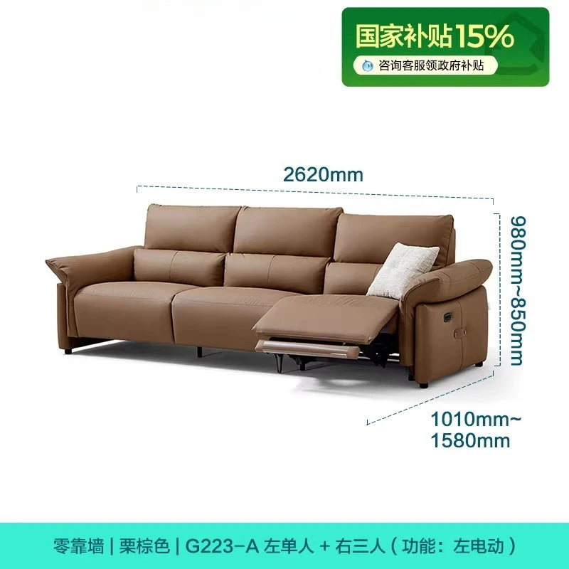 Minimalist Luxury Modern Floor Sofa Lounge 3 Seater Couch ,Leather Recliner