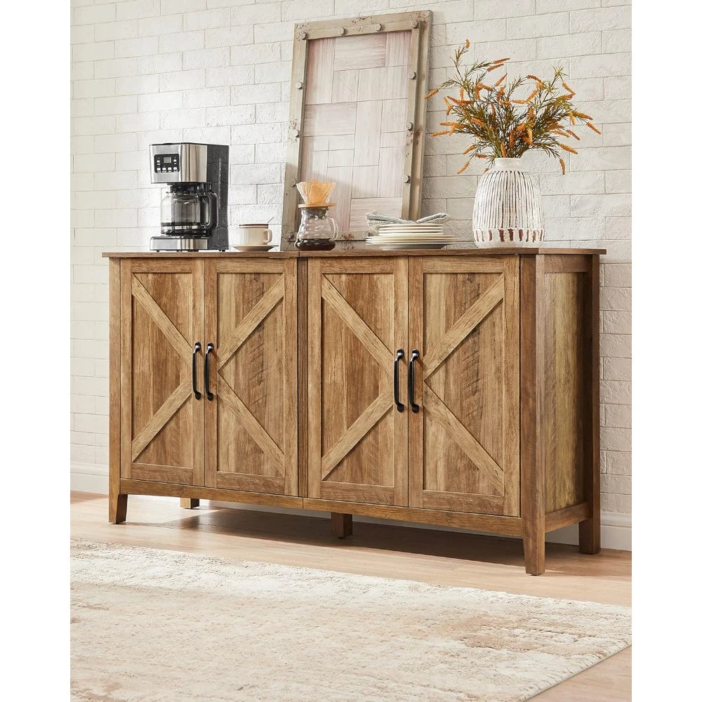 Rustic Walnut Sideboard Table , Cupboard with shelves