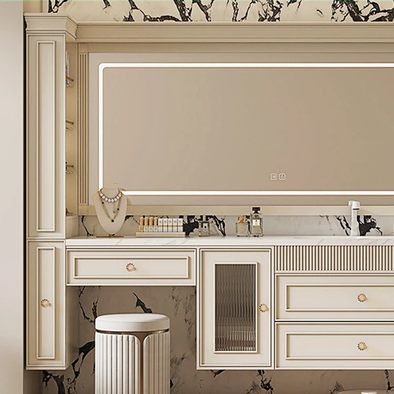 French Ceramic Vertical Vanity, Portable Toilet Wall Shelves Desk Storage Organizer, rock sinks cabinet
