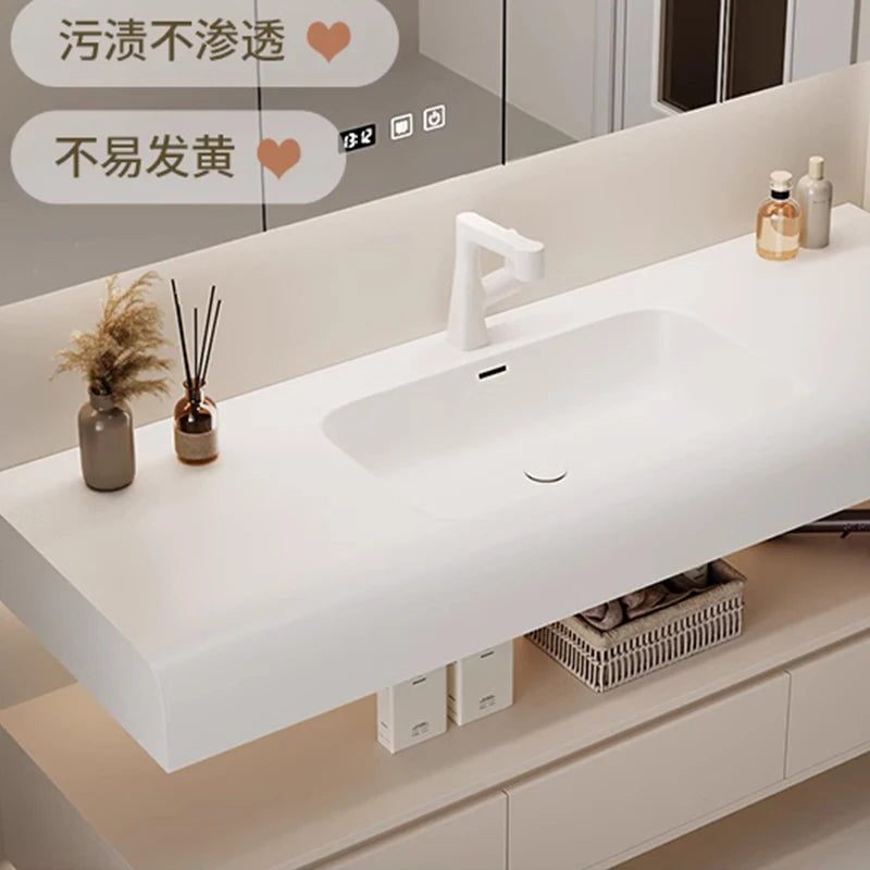 Vanity Cabinet With Sink And Mirror, Combination Skin Sensor Integrated Arc Washing Table