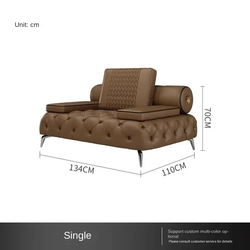 Nordic European Brown Wood Large Armrest filler Modern  Luxury  Floor Salon  Recliner