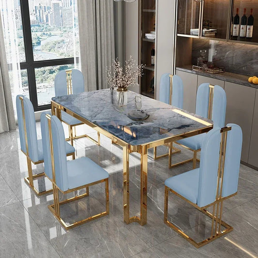 Nordic Unique Luxury Table Chairs Metal  Legs, Modern Rectangular design  .Space Saving