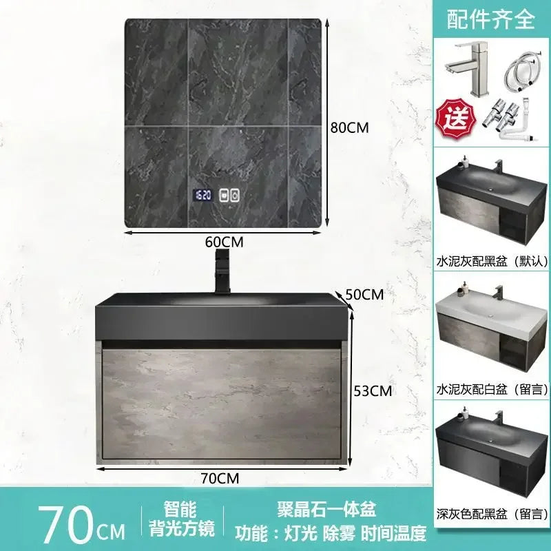 Rock Integrated Washbasin ,  Vanity Cabinets with Sink, Smart Modern mirror cabinet