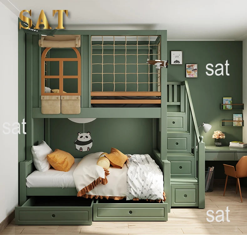 Nordic Modern Custom Master Double High Storage Luxury Design Wood Bunkbeds